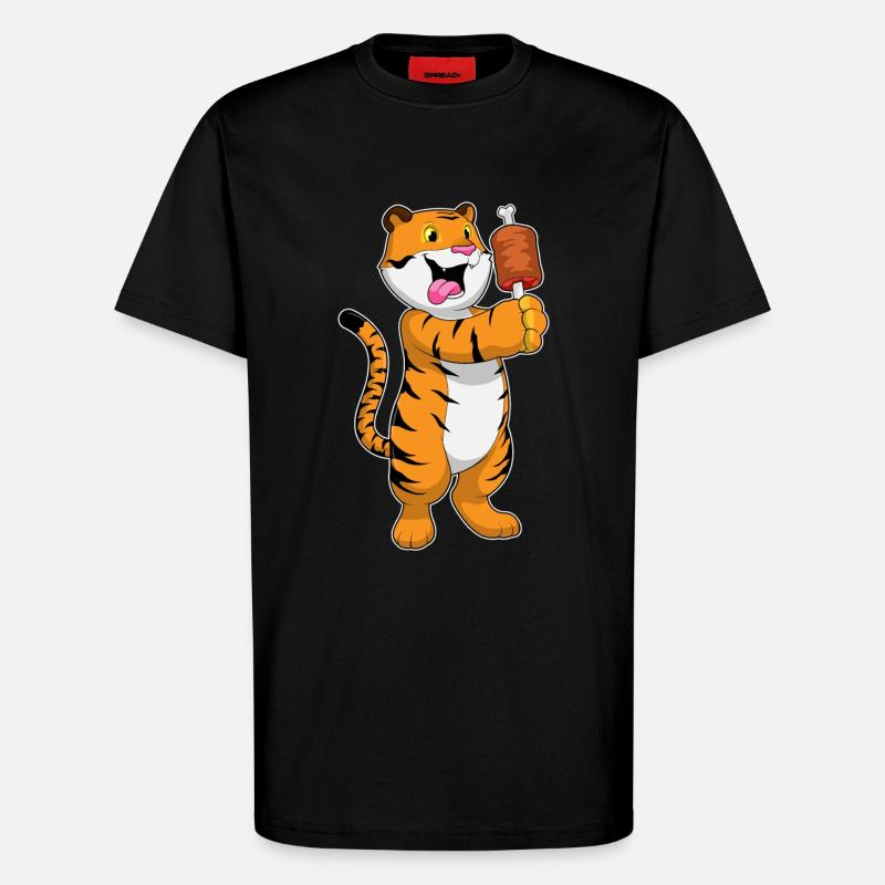 Tiger with meat - T-Shirt - made by SPREAD - SOLID BLACK