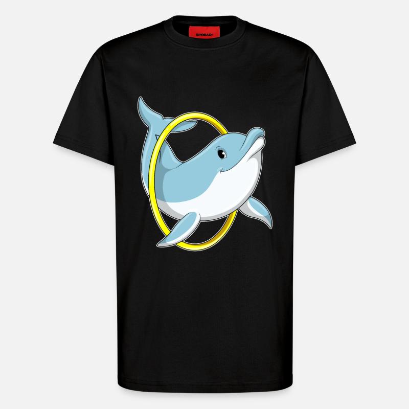 Delfin mit Ring - T-Shirt - made by SPREAD - SOLID BLACK