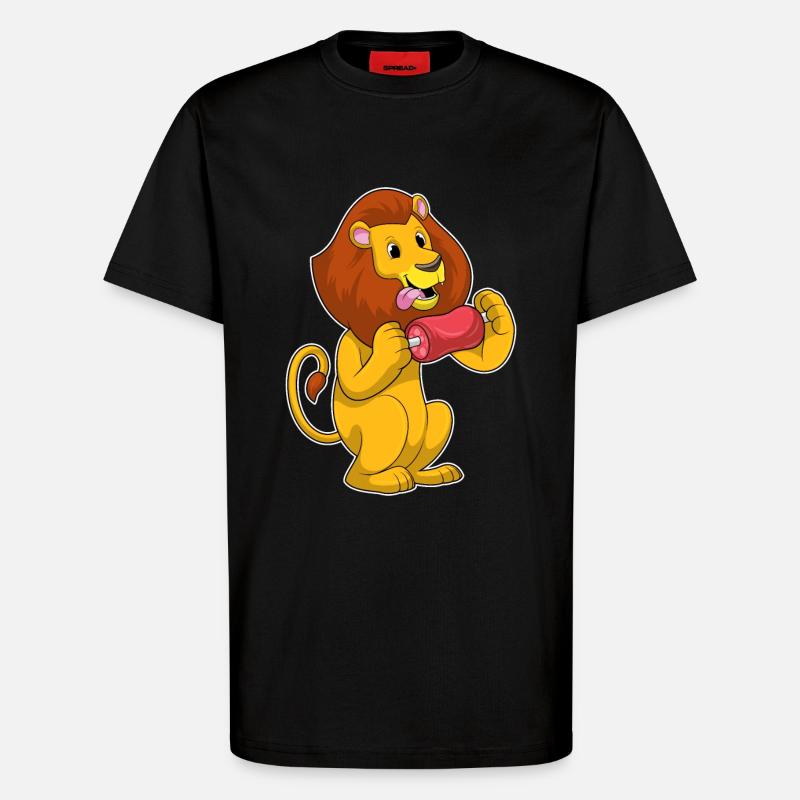 Lion à la viande - T-shirt bio décontracté fabriqué en UE - SOLID BLACK