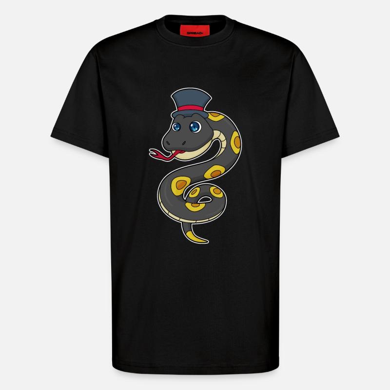 Snake with hat - T-Shirt - made by SPREAD - SOLID BLACK