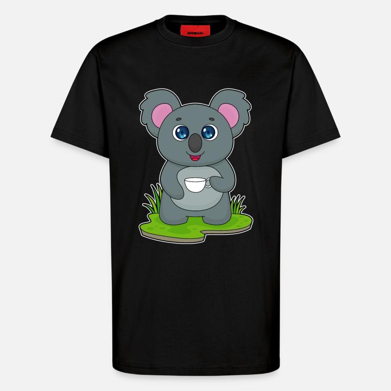 Koala with coffee cup - T-Shirt - made by SPREAD - SOLID BLACK