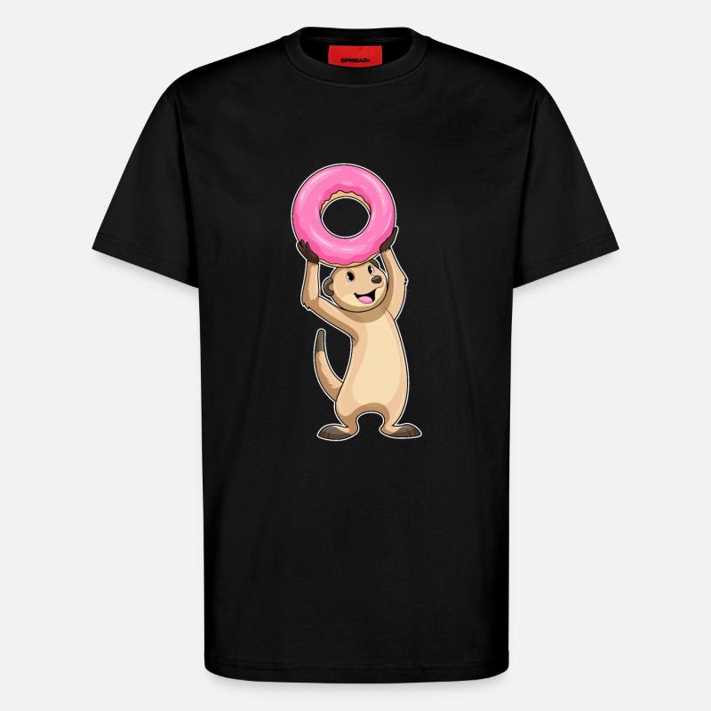 Meerkats with donut - T-Shirt - made by SPREAD - SOLID BLACK