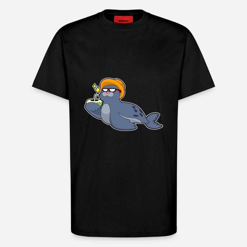 Seal with coconut - T-Shirt - made by SPREAD - SOLID BLACK