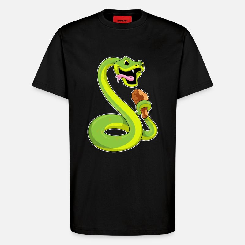Snake with chicken - T-Shirt - made by SPREAD - SOLID BLACK