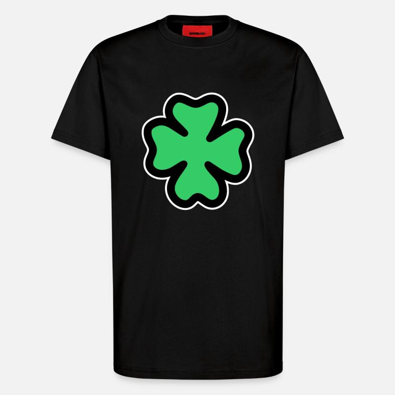 trèfle à quatre feuilles - T-shirt bio décontracté fabriqué en UE - SOLID BLACK