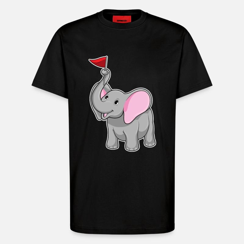 Éléphant avec drapeau - T-shirt bio décontracté fabriqué en UE - SOLID BLACK