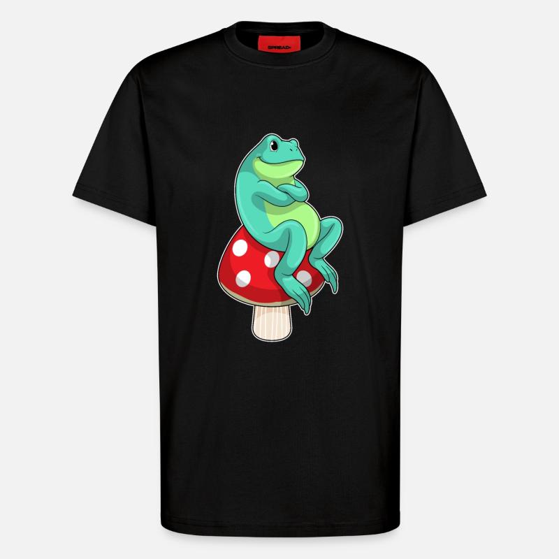 Frog with mushroom - T-Shirt - made by SPREAD - SOLID BLACK