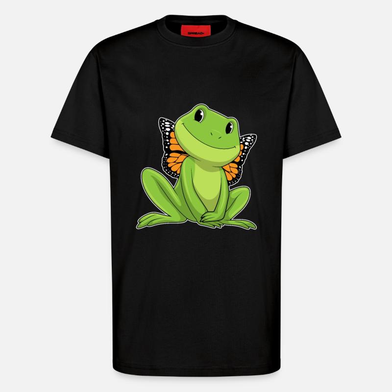Frog with butterfly - T-Shirt - made by SPREAD - SOLID BLACK
