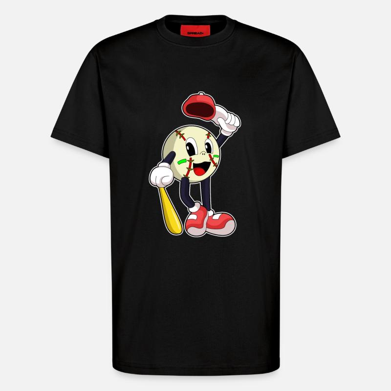 Baseball with baseball bat - T-Shirt - made by SPREAD - SOLID BLACK