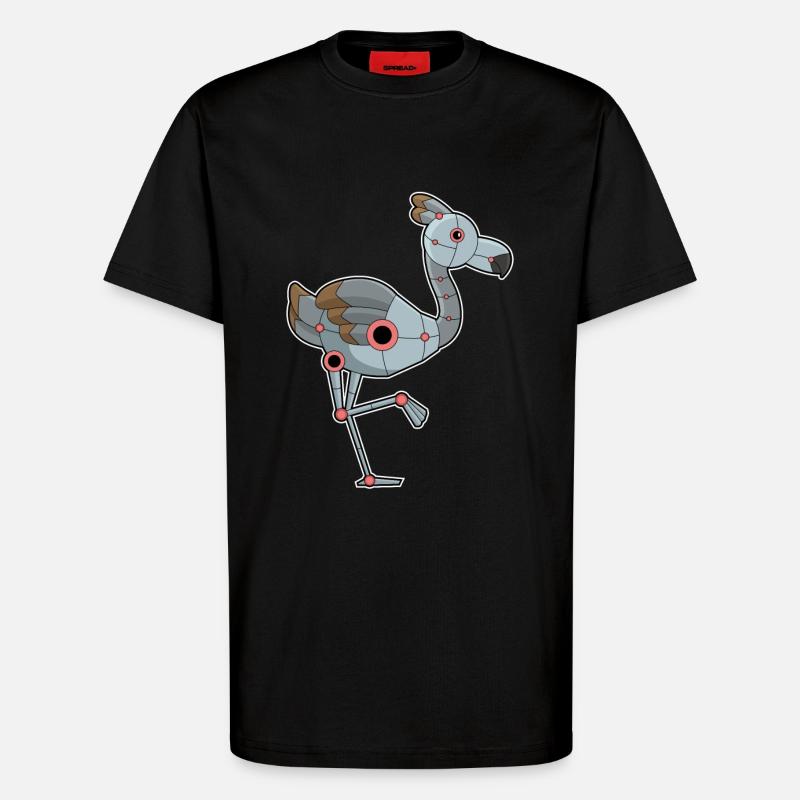 Flamingo as a robot - T-Shirt - made by SPREAD - SOLID BLACK