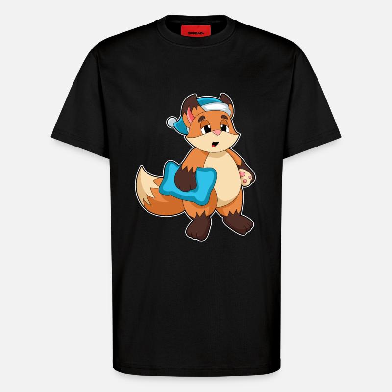 Fuchs mit Schlafmütze - T-Shirt - made by SPREAD - SOLID BLACK