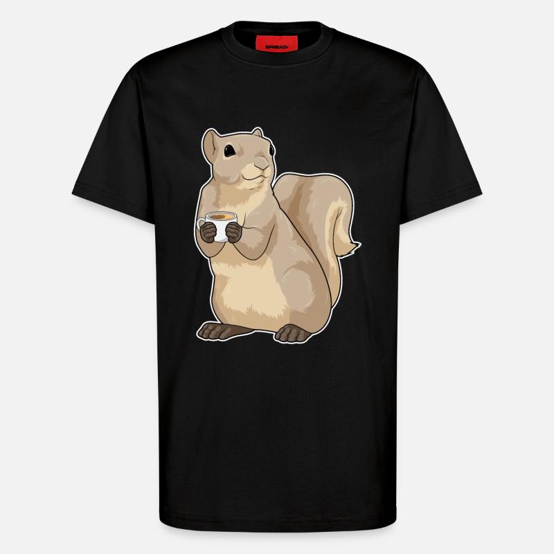 Squirrel Coffee Cup - T-Shirt - made by SPREAD - SOLID BLACK