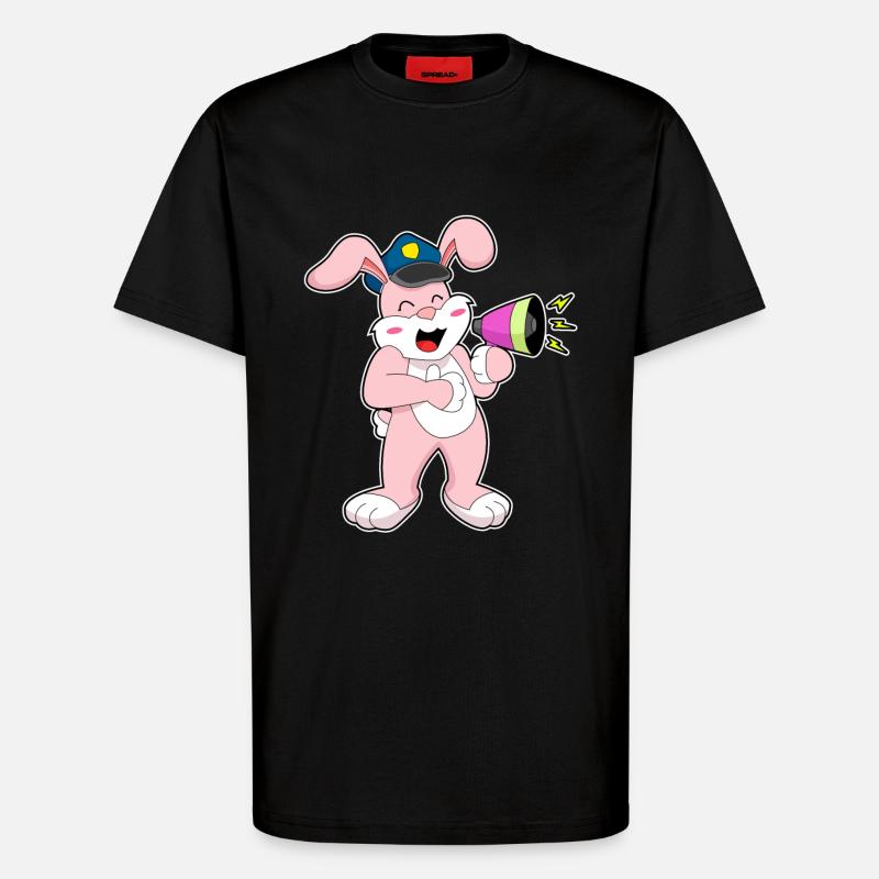 Rabbit Policier Microphone - T-shirt bio décontracté fabriqué en UE - SOLID BLACK