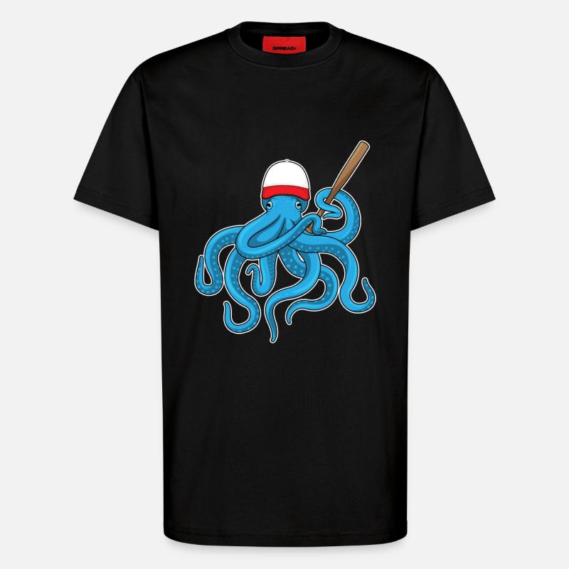 Octopus Baseball Bat Baseball - T-Shirt - made by SPREAD - SOLID BLACK