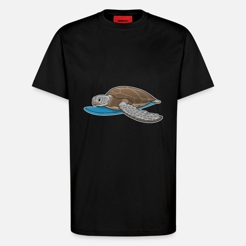 Turtle Surfer Planche de surf - T-shirt bio décontracté fabriqué en UE - SOLID BLACK