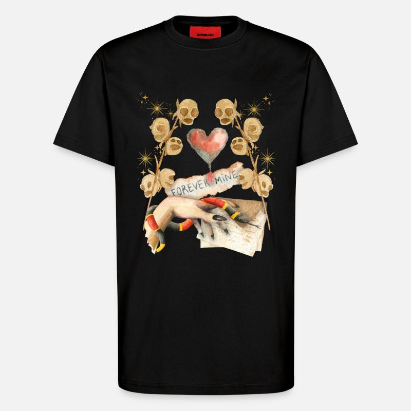 Gothic Skull Gothic-Valentine, Valentine's Day - T-Shirt - made by SPREAD - SOLID BLACK