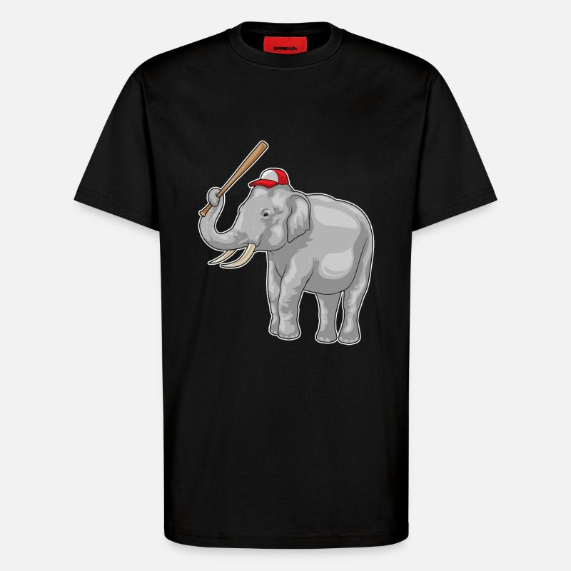 Elefant Baseballschläger Baseball - T-Shirt - made by SPREAD - SOLID BLACK