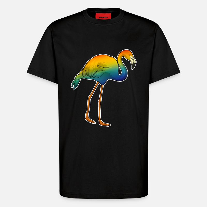 Flamingo Rainbow - T-Shirt - made by SPREAD - SOLID BLACK