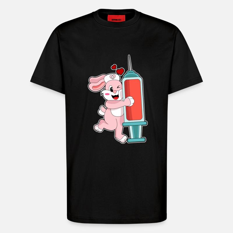 Rabbit Nurse Syringe - T-Shirt - made by SPREAD - SOLID BLACK