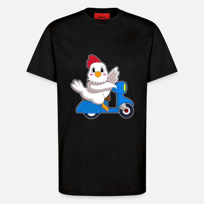 Huhn Motorroller - T-Shirt - made by SPREAD - SOLID BLACK