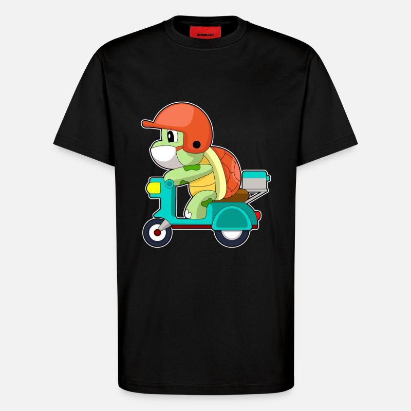 Turtle Scooter - T-Shirt - made by SPREAD - SOLID BLACK