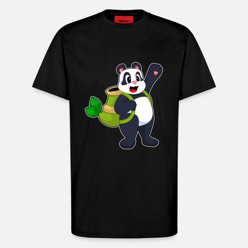 Panda Bamboo Backpack - T-Shirt - made by SPREAD - SOLID BLACK