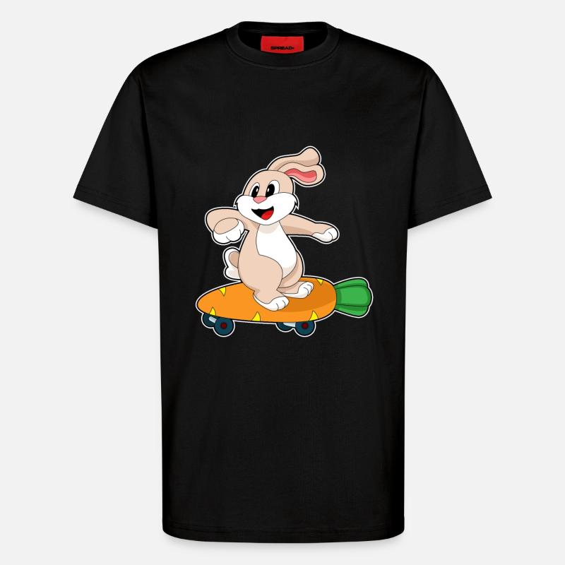 Rabbit Carrot Skateboard - T-Shirt - made by SPREAD - SOLID BLACK