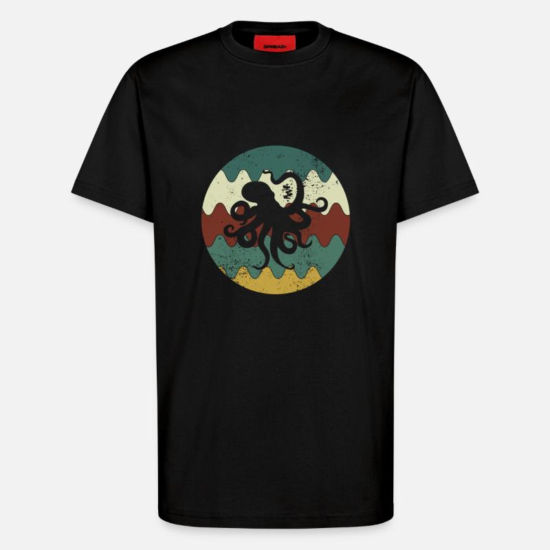 Octopus Retro - T-Shirt - made by SPREAD - SOLID BLACK