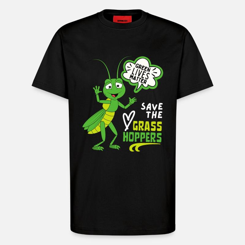 Comic Grashüpfer, lustiger Spruch Heuschrecke - T-Shirt - made by SPREAD - SOLID BLACK