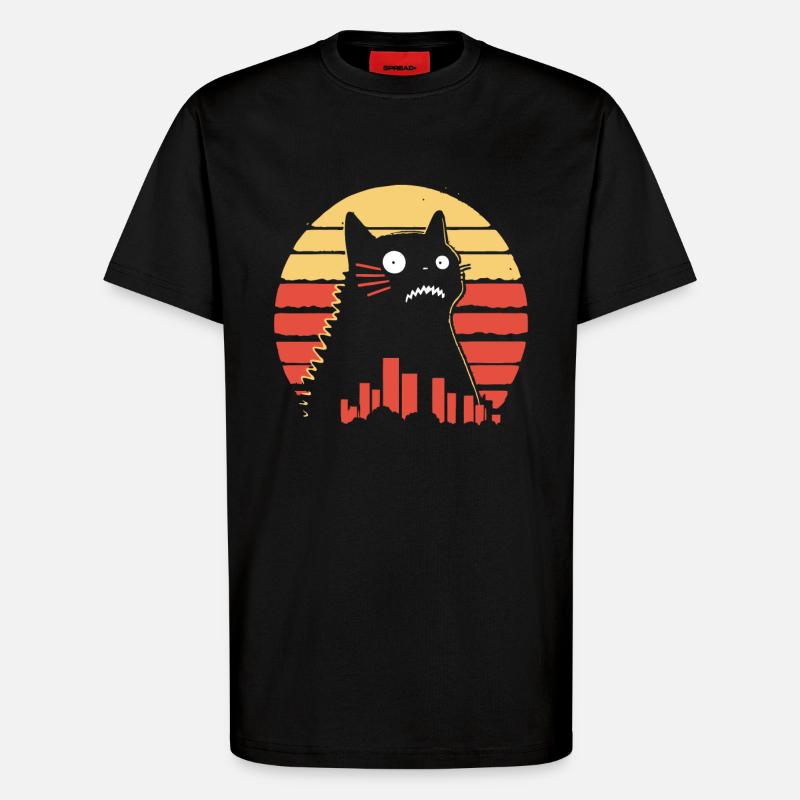 Chat monstre géant - T-shirt bio décontracté fabriqué en UE - SOLID BLACK