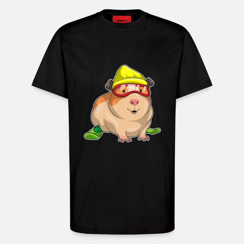 Ski cochon d’Inde ski - T-shirt bio décontracté fabriqué en UE - SOLID BLACK
