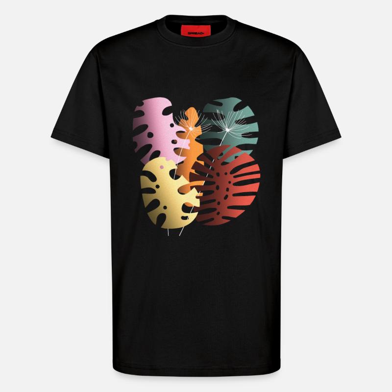 Monstera-Blätter Boho-Design Boho-Monstera - T-Shirt - made by SPREAD - SOLID BLACK