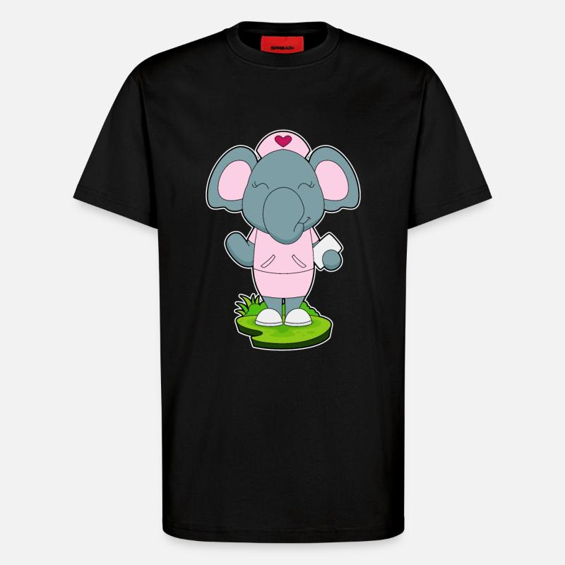 Elephant Nurse Sticky Notes - T-Shirt - made by SPREAD - SOLID BLACK