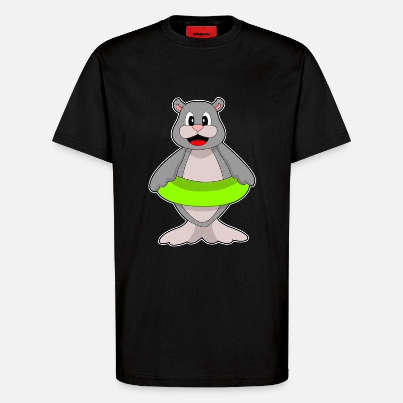 Seehund Schwimmen Rettungsring - T-Shirt - made by SPREAD - SOLID BLACK