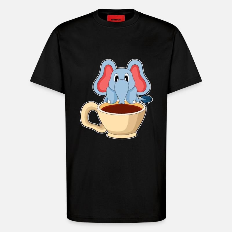 Elephant Coffee - T-Shirt - made by SPREAD - SOLID BLACK