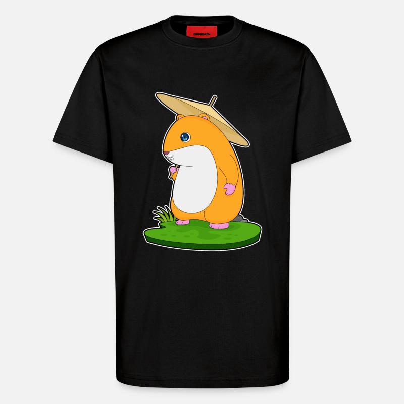 Hamster Rain Umbrella - T-Shirt - made by SPREAD - SOLID BLACK