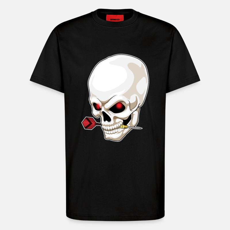 Totenkopf Dart Dartpfeil - T-Shirt - made by SPREAD - SOLID BLACK