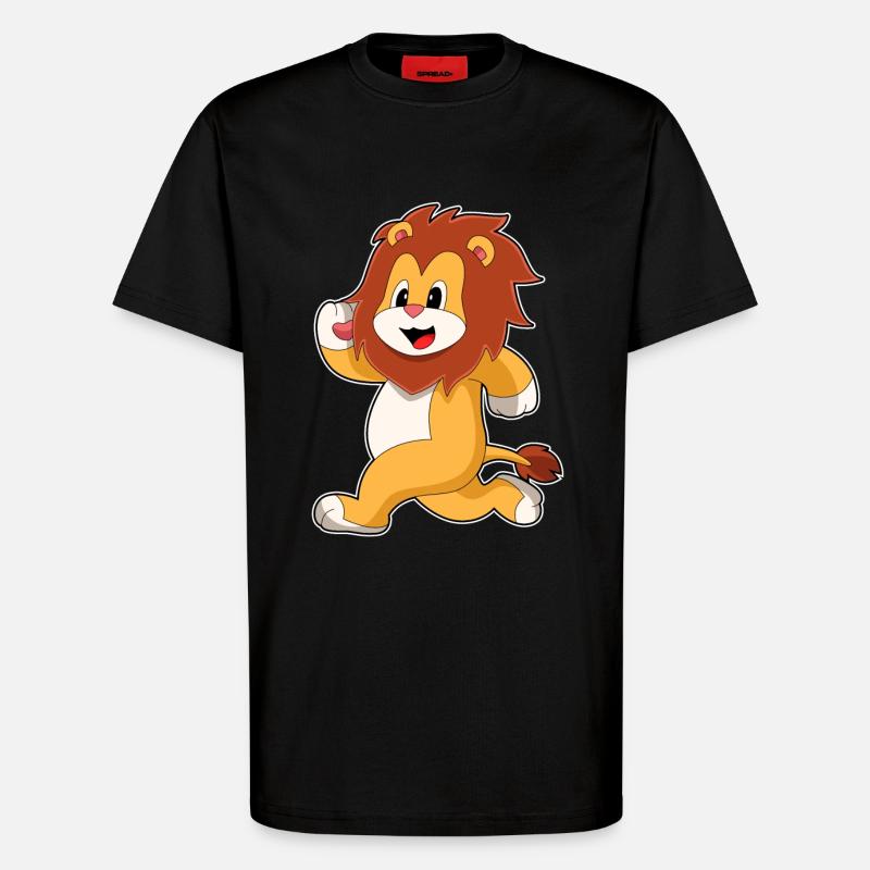 Lion Jogger Jogging - T-Shirt - made by SPREAD - SOLID BLACK