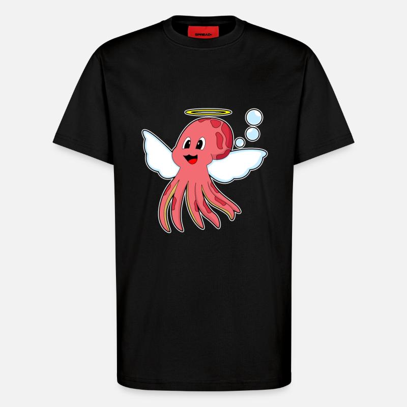 Ailes d’ange de pieuvre - T-shirt bio décontracté fabriqué en UE - SOLID BLACK