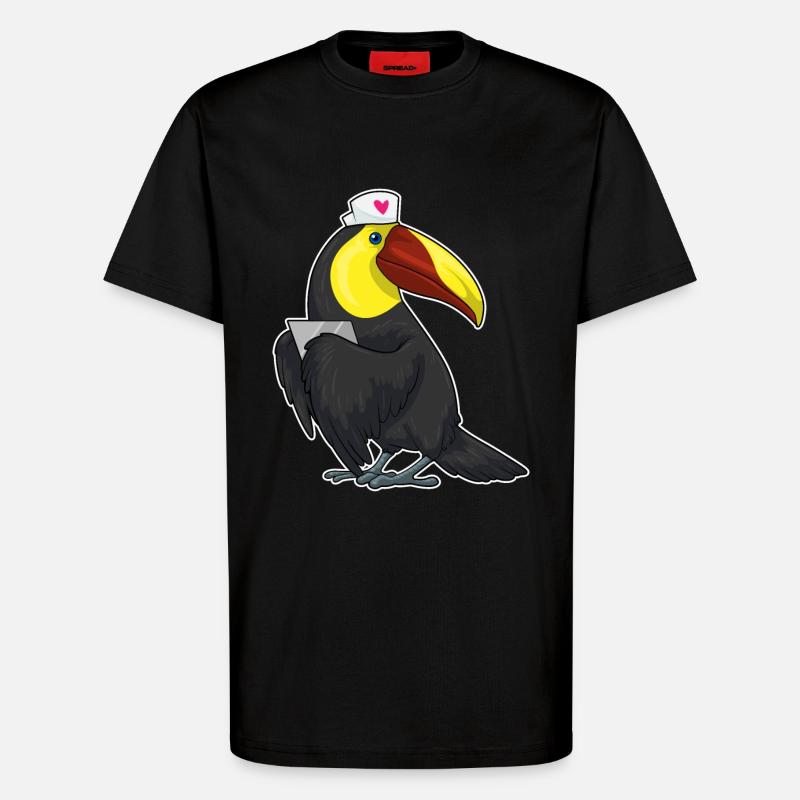 Toucan Nurse Notepad - T-Shirt - made by SPREAD - SOLID BLACK