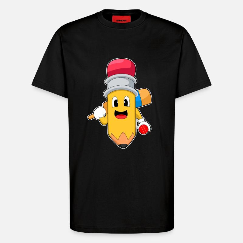 Crayon Cricket Battes de cricket - T-shirt bio décontracté fabriqué en UE - SOLID BLACK