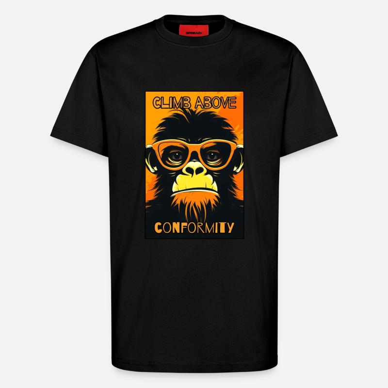 Overcome conformity: shivering monkey - T-Shirt - made by SPREAD - SOLID BLACK