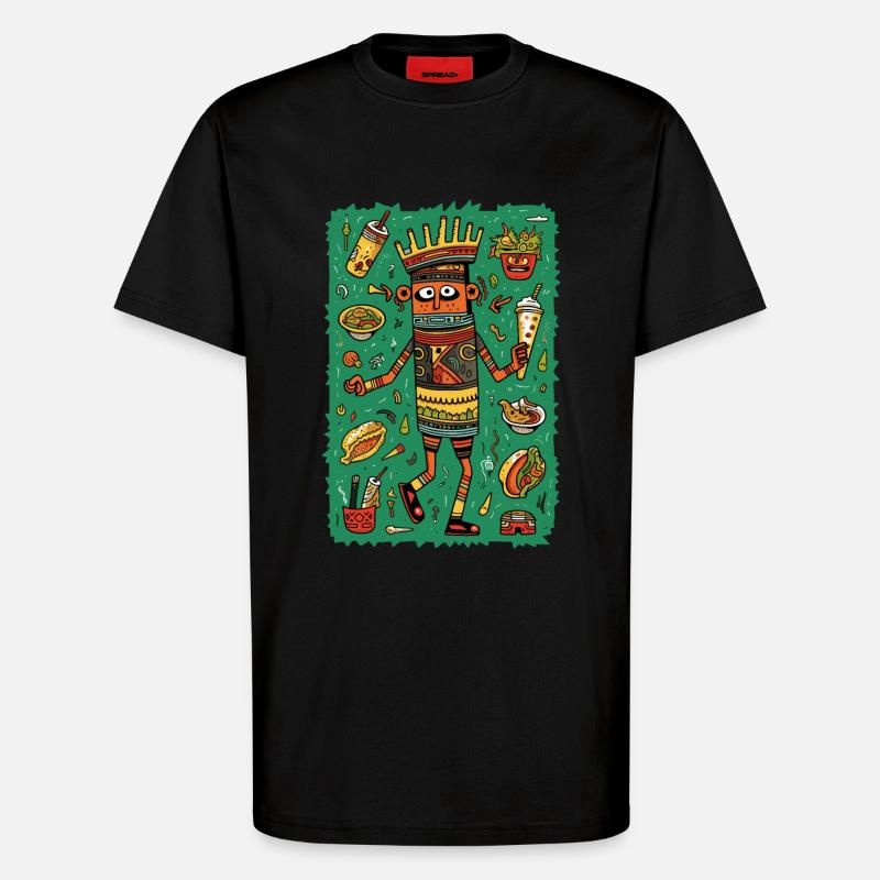 Lustige Hieroglyphen: Schnelles Essen - T-Shirt - made by SPREAD - SOLID BLACK
