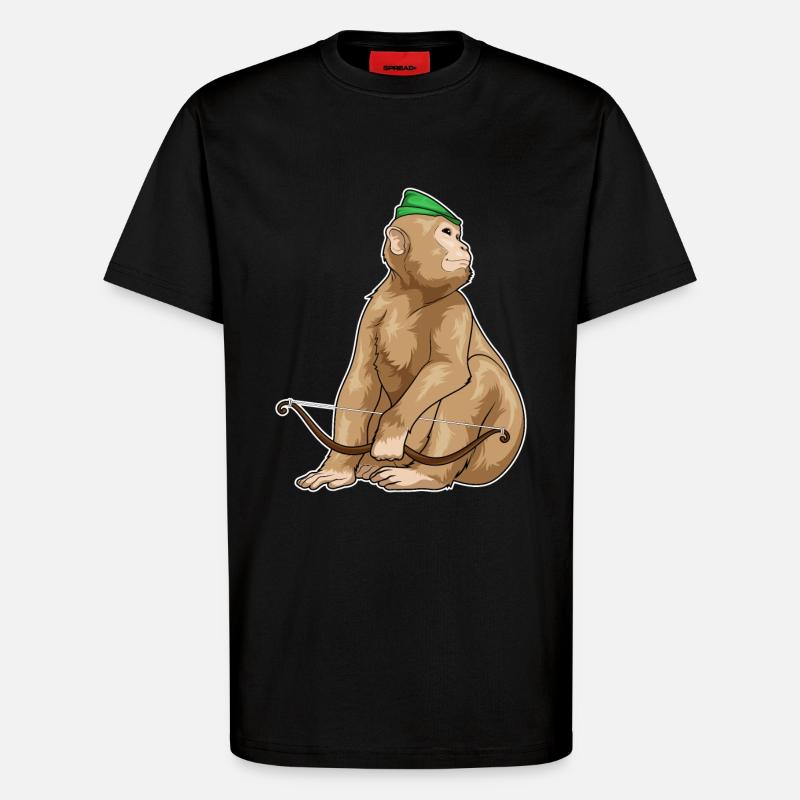 Monkey Archer Bow - T-Shirt - made by SPREAD - SOLID BLACK