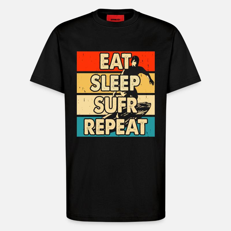 Surfen Surfer - T-Shirt - made by SPREAD - SOLID BLACK