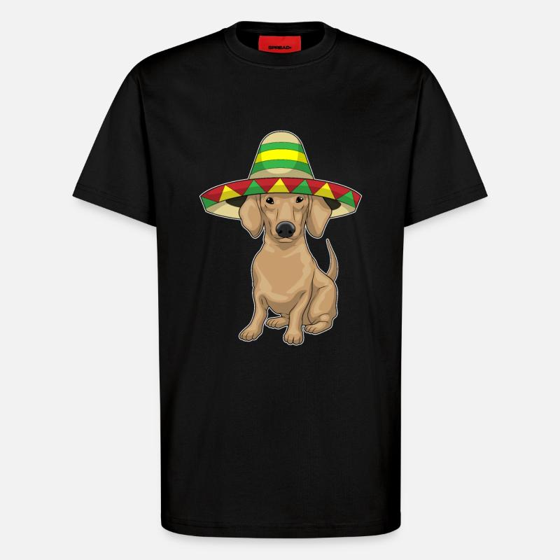 Dachshund Mexican Hat - T-Shirt - made by SPREAD - SOLID BLACK