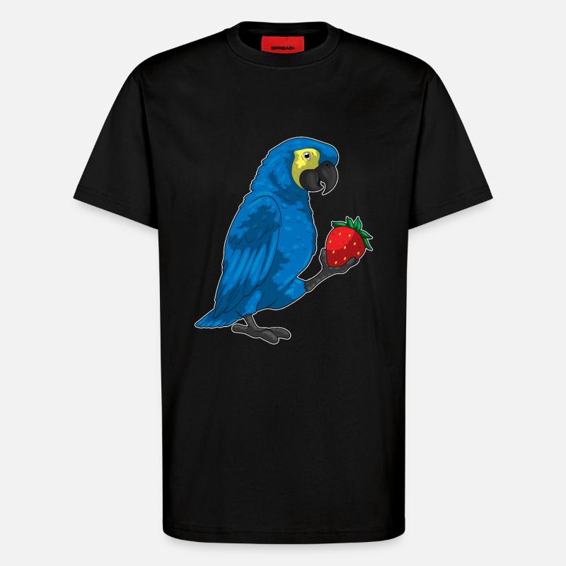 Parrot Strawberry Fruit - T-Shirt - made by SPREAD - SOLID BLACK