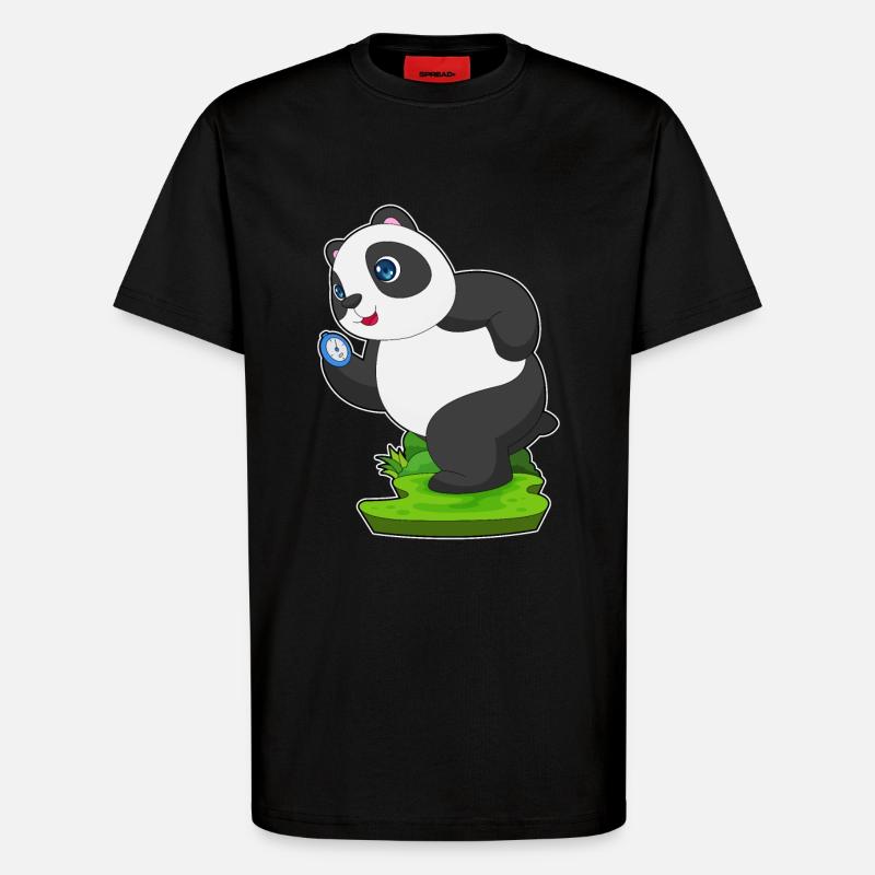 Panda Jogger Stopwatch Jogging - T-Shirt - made by SPREAD - SOLID BLACK