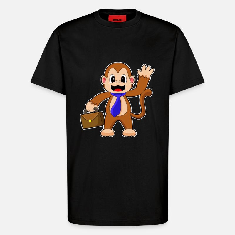Monkey Entrepreneur Briefcase - T-Shirt - made by SPREAD - SOLID BLACK