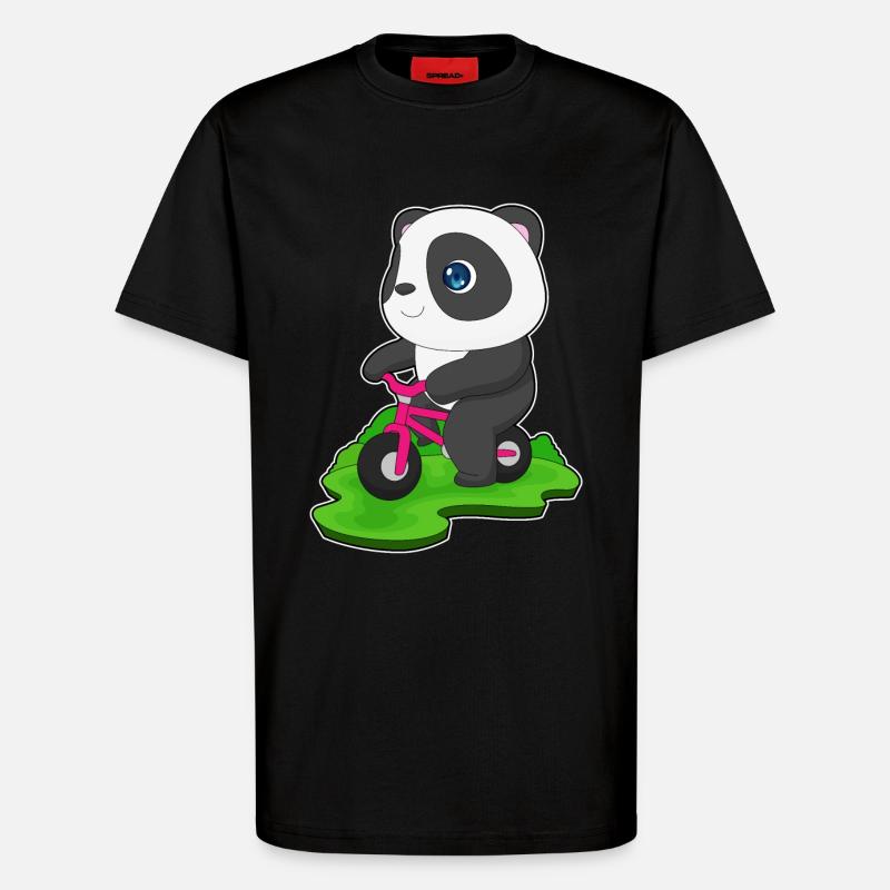 Panda Bicycle - T-Shirt - made by SPREAD - SOLID BLACK